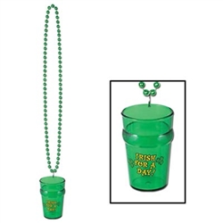 St Patricks Beads with Shot Glass