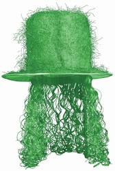 Green Tinsel Top Hat with Curly Wig