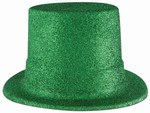 Green Glittered Plastic Top Hat