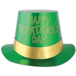 Green Happy St Patricks Day Foil Hi-Hat (sold 25 per box)