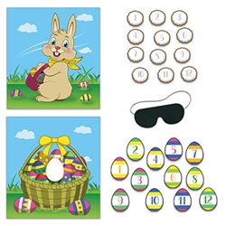 Add more fun to an already fun holiday with this 2-In-1 Easter Party Games set.  You're guest will love pinning the egg in the basket after finding all the hidden eggs, or pinning the bunny's tale after eating their chocolate rabbits.