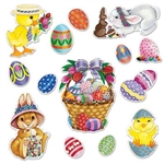 The Easter Basket & Friends Cutouts are made of colorful cardstock and printed on two sides. Sizes range in measurement from 4 inches to 15 1/4 inches. Contains 14 pieces per package.