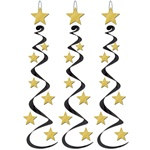 Black and Gold Star Whirls (3/pkg)