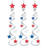 Red, Silver, and Blue Star Whirls (3/pkg)