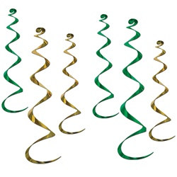 Green and Gold Twirly Whirlys (6/pkg)