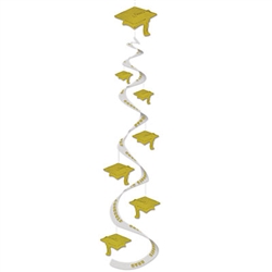 Gold Graduation Cap Whirls (3/pkg)