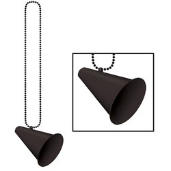 Black Beads with Megaphone Medallion (1/pkg)