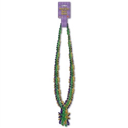 Mardi Gras Beads with Gator Medallion (6/pkg)