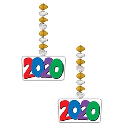 Whether you're celebrating the New Year, graduation or an anniversary, these 2020 danglers are sure to add color, sparkle and motion to your venue.  Package contains 2 x 30" danglers with 6.25" x 3.5" "2020" dangles.