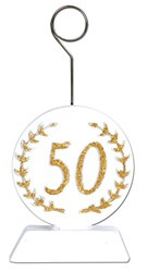 Gold Glittered 50th Photo/Balloon Holder