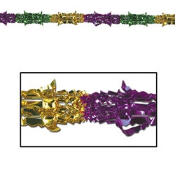 Gold, Green, and Purple Metallic Garland, 8 inches x 9 feet (1/pkg)