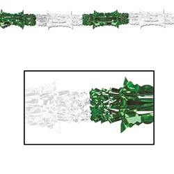 Green and White Metallic Garland, 8"x9'  (1/Pkg)