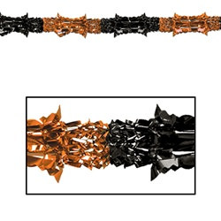 Orange and Black Metallic Garland, 8"x9'  (1/Pkg)