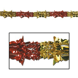 Red and Gold Metallic Garland, 8"x9'  (1/Pkg)