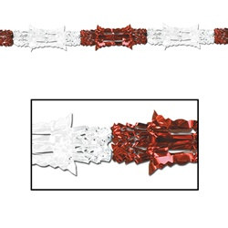 Red and White Metallic Garland, 8 in