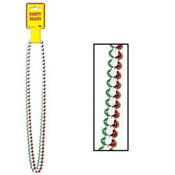 Red, White and Green Party Beads (3/pkg)