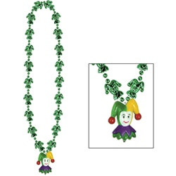 Mardi Gras Jester Beads with Jester Medallion (1/pkg)
