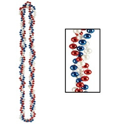 Red, White, and Blue Braided Beads (1/pkg)