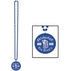 Blue Beads with Oktoberfest Medallion (1/pkg)