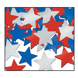 Red, Silver, and Blue Fanci-Fetti  Stars (1 ounce/pkg)