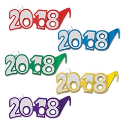 Happy New Year or Happy Graduation! You'll be stylish when you don a pair of these 2018 Glittered Foil Eyeglasses! These printed foil card stock eyeglasses come 1 pair per package and are available in several colors. No color choice available. No returns.