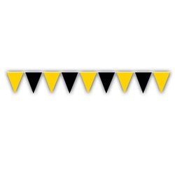 Black and Golden Yellow Outdoor Pennant Banner, 30 ft