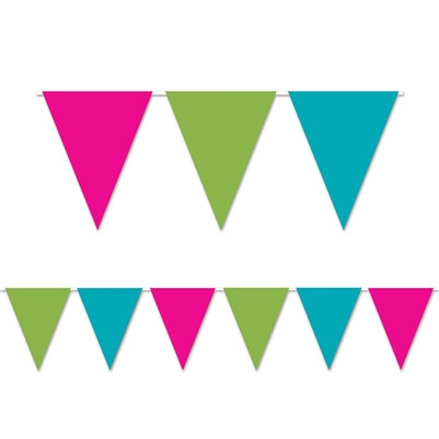 Cerise, Light Green, and Turquoise Indoor/Outdoor Pennant Banner