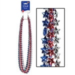 Red, Silver and Blue Star Beads (6/pkg)