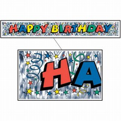 Metallic Happy Birthday Banner 8inx5ft  (1/Pkg)