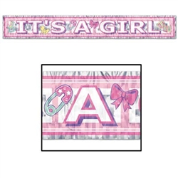 Metallic It's A Girl Banner