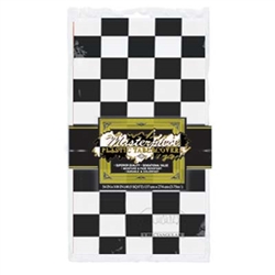 Black and White Checkered Flag Plastic Tablecover