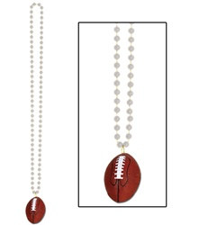 Silver Beads with Football Medallion (1/pkg)