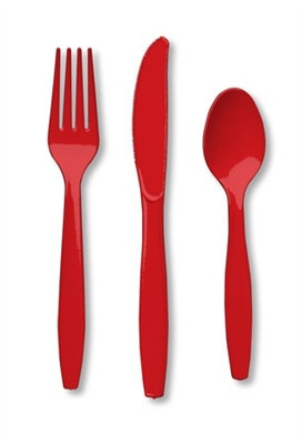 Red Assorted Cutlery (24/pkg)