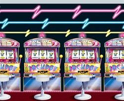 Slot Machine and Neon Lights Backdrop