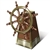 The 3-D Jointed Ship's Helm looks just like a wooden helm on an old ship! Made of printed cardstock material this helm stands 18 inches tall and looks great on table tops at both pirate and nautical parties. The card stock wheel even spins!