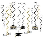 Celebrate the recent graduate's hard work over the years by throwing an awesome, fun-filled graduation party! Each whirl will measure anywhere from 17-28.5 inches. The whirls come completely assembled and 12 pieces per package.
