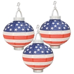 Light up your 4th of July party with these Light-Up Patriotic Paper Lanterns. These lanterns also have a battery-operated light in them, but keep in mind that batteries are not included in this package. Comes three lanterns per package.