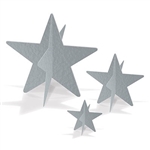Made from foil cardstock, these shiny 3-D Foil Star Centerpieces come in three sizes ranging from 3 inches to 8 inches and can be used to create dazzling table displays. Some simple assembly is required.