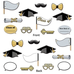 Picture your guests with our Graduation Photo Fun Signs! Grab a photo prop or two and have someone snap your photo for some fun memories. The props measure anywhere from 7 inches to 12.25 inches and there are 11 pieces in the package.