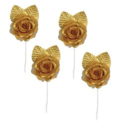 Elite Collection Gold Rose Tie-Backs (4/pkg)