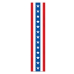 Decorate for a 4th of July party or barbecue with this Patriotic Fabric Column Bunting. It measures 15 inches wide by 6 feet long and features the classic red, white and blue colors on the American flag. It even has stars on it! Comes one per package.