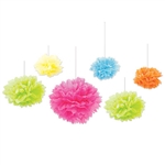 These beautifully designed tissue fluff balls are a lovely accent to your luau, spring, or summer decorations. Assorted colors of orange, blue, yellow, lime green and cerise. Six fluff balls per package. Simple assembly required.