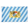 Hang the Bavarian Flag at your next Oktoberfest party! This 3 foot by 5 foot polyester fabric flag displays the traditional blue and white diamond pattern along with the coat of arms. Two grommets for easy hanging. One flag per package.