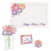 The Mother's Day Place Setting Kit contains one placemat (15 in by 10 in), one coaster (3 1/4 in), one 3-D centerpiece (9 1/2 in), and one frame (5 in by 3 1/2 in). Made of cardstock with a floral design. Four (4) pieces per package.
