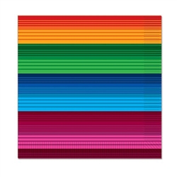 The Fiesta Beverage Napkins are made of 2-ply paper and measure 5 inches by 5 inches. They are printed with the bright and vibrant traditional serape color scheme. Contains sixteen (16) napkins per package.