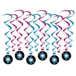 You'll be ready to rock around the clock with these great looking Rock & Roll Record Whirls!  The 12 piece package includes six 17.5" long whirls and six 34.5" long whirls with 45 RPM danglers.  Records are printed both sides on high quality cardstock.