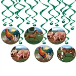 Add a down on the farm feel without having to pay a vet with our Farm Animal Whirls.  &#8203;The package contains 6 whirls and 6 danglers and is just what you need for your farm, country or western themed party.