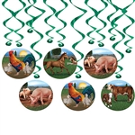 Add a down on the farm feel without having to pay a vet with our Farm Animal Whirls.  ​The package contains 6 whirls and 6 danglers and is just what you need for your farm, country or western themed party.
