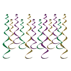 Add a big splash of color and interest with these bright and shiny Metallic Whirls in Gold, Green and Purple!
Each package comes with eight 17.5" long and four 25" long whirls. Easy to hang with attached hook!