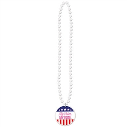 The political race never ends, make sure you keep your friends, family, and community motivated with these "My Voice. My Vote." Beads with Medallion.